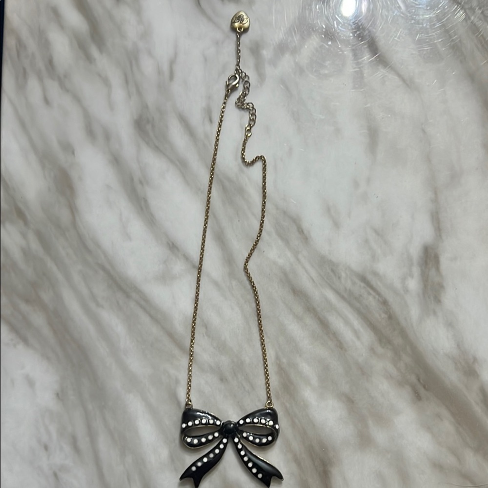 Vintage Betsey Johnson Polka Dot Bow Necklace